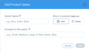 web store product options
