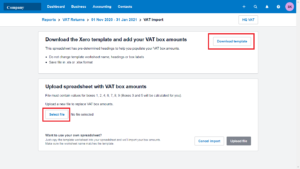 VAT return template for using Xero as bridging software