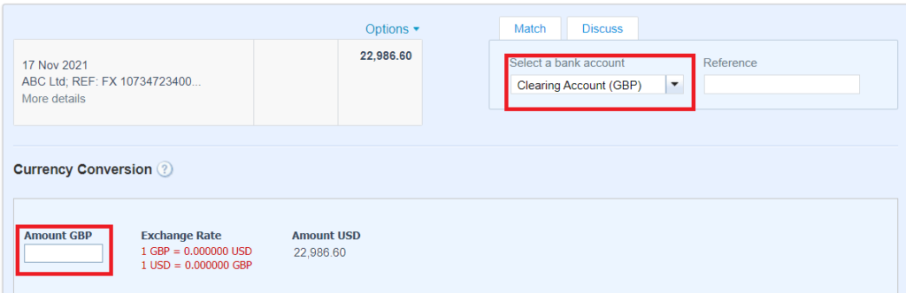 transfer from the clearing account